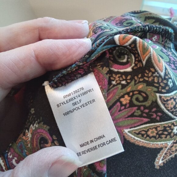 Black Rainn 1X Paisley Print Fall Blouse - Picture 9 of 9